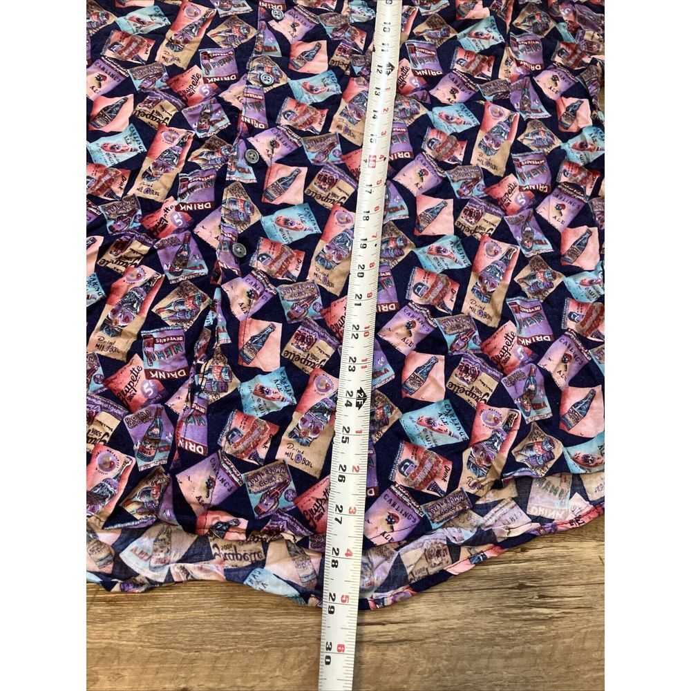 Vintage Chiamare Mens Large Rayon Shirt Novelty Soda Label Print Grapette Nehi L - Picture 3 of 9